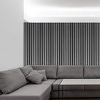 NeatiEase Wood Wall Panels, 9 Feet Acoustic Slat Wall Panels for Interior Wall Decor and Noise Reduction, Decorative Slat Wall Paneling, Dark Gray Oak, 4-Piece
