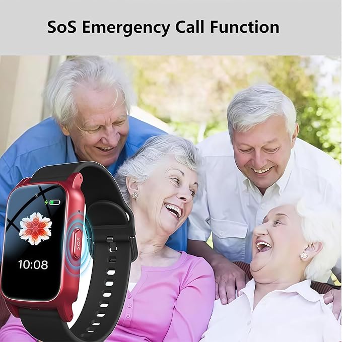 Elderly Fall Watch, Smart Watch for Men Women Wtih Sos Call and Health Monitoring, Ip67 Waterproof, Emergency Call Bracelet, for Seniors & Adults, Christmas and Birthday Gifts, 4G Safety(Black)