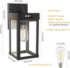 CYHKEE 2 Pack Solar Wall Lights Outdoor Waterproof with 3 Lighting Modes & Motion Sensor, Dusk to Dawn Exterior Porch Light fixtures, Solar Wall Lantern Fixture for Garage Porch Yard Front Door