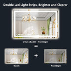 YEELAIT 48x30 Inch LED Bathroom Mirror with Lights Front and Backlit Lighted Vanity Mirror for Bathroom Wall with 3 Colors Dimmable Anti-Fog Memory Shatter-Proof IP54 Waterproof Horizontal/Vertical