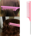 5Pcs Slick Back Brush Set with Topsy Tail Tool, Teasing Bristle, Rat Comb for Women & Girls Hair Styling, Flyaways Control and Edge Combing - Pink