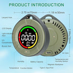 Lunarlipes Portable Carbon Monoxide Detector for Travel, Mini 3-in-1 Carbon Monoxide Monitor with Magnetic Suction, RV CO Detector Alarm Temp/Humidity Sensor, Rechargeable CO Monitor 120-140HR Standby