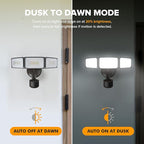 LUTEC 72W 7500LM LED Security Lights Motion Sensor Light Outdoor, 5000K Daylight, IP65 Waterproof, Dusk to Dawn, 3-Head Motion Detected Flood Light for Garage, Yard, Porch(Brown)