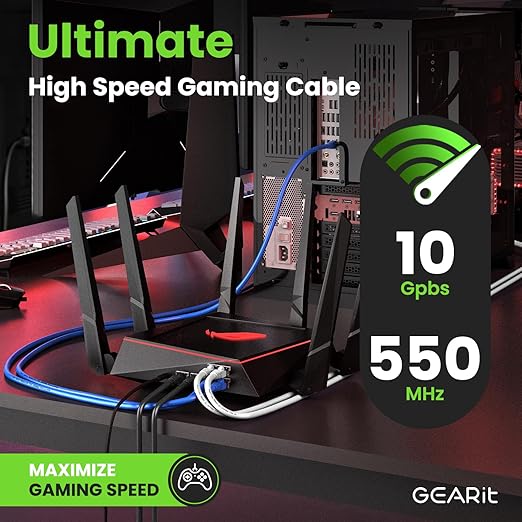 GEARit Cat 6 Ethernet Cable Pack - 50-Pack 2 ft Cat6 Ethernet Patch Cables | RJ45 Network Patch Cable, 10 Gbps Snagless Gold-Plated Connectors - Ethernet Cable Cat 6 for PC, TV, Router - Black