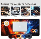 BFUKVOU Large Keyboard Mouse Pad Set, Extended Mouse Pad+Keyboard Wrist Rest Support, Memory Foam Ergonomic Easy Typing, 4Pcs (31.5×11.8 in) Desk Pad Set for Office Home,Cool Wolves