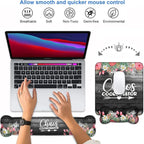 Keyboard Wrist Rest & Mouse Pad Wrist Support Set, Chaos Coordinator Quotes Colored Floral Wreath Print Design Non-Slip Rubber PU Base for Home Office Working Studying Easy Typing & Pain Relief
