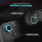 C6 Wireless PC Controller, Bluetooth Game Controller- 1000Hz Polling Rate- Hall Effect Joystick for Windows PC, Nintendo Switch, Switch 2, Steam Deck, Android TV/Mobile, iOS, MAC &Tesla Vibration Turbo