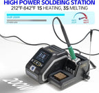 FNIRSI DWS-200 200W 210 Precision Digital Soldering Station Kit with 3 F210 Soldering Iron Tips and 2 Helping Hands, Temp Value & Curve Mode, 3 Temperature Storage, Full-Color Display
