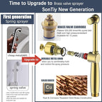 SonTiy Handheld Bidet Toilet Sprayers Black Stainless, Cloth Diaper Sprayer Bathroom Hand Held Jet Spray Bidet Attachment for Toilet with Adjustable Pressure Control, Solid Brass, 7.9" Bidet Wand