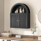 Arched Bathroom Wall Cabinet, 23.6 x 30.3'' Over The Toilet Cabinet with Grille Door, Adjustable Shelf, Wall Mounted Cabinets for Bathroom Laundry Room Kitchen (Grille Door, 30IN)