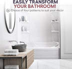 White Polystyrene Tub Wall Surround 32"x 60"x 58" - Waterproof, Easy-to-Install, Two Shelf Units Kit Included - Bathtub Wall Surround Panels - Plain Pattern, Basic Shelves - Noah William Home