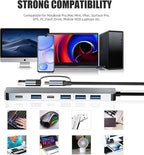 【Upgrade】 USB C/USB Hub, BERLAT Aluminum 7 in 1 USB C & USB Hub with USB 3.0, USB 2.0 Ports for PC/Laptops/MacBook Pro/Air/iMac/iPad and More Devices