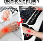 Britimes Black Skull Skeleton Keyboard Mouse Pad Set 4in1 Large Mousepad+Keyboard Wrist Rest+Mouse Wrist Rest+Coaster Set with Ergonomic Design for Home Office Computer 35.4x15.7 inches