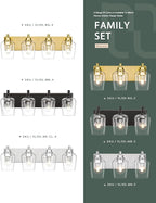 METWET Bathroom Light Fixtures, 3-Light Modern Vanity Light with Clear Glass Wine Glass-Shaped Shade, Vanity Lighting Fixtures Over Mirror, Matte Black, VL155-MB-3