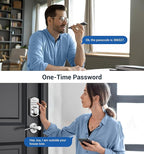 Veise Fingerprint Door Lock with 2 Lever Handles - Keyless Entry Door Lock, Electronic Keypad Deadbolt, Digital Smart Code & Front Handle Sets, Auto-Locking, Easy Installation, Satin Nickel