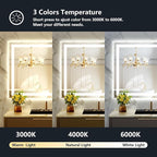 YEELAIT 40x30 Inch LED Bathroom Mirror with Lights Front and Backlit Lighted Vanity Mirror for Bathroom Wall with 3 Colors Dimmable Anti-Fog Memory Shatter-Proof IP54 Waterproof Horizontal/Vertical