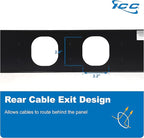 ICC 2U Ring Cable Manager Panel with Cover, Metal, 3" D-Rings, Horizontal and Vertical Cable Management, Rackmount for 19” Network Racks, Black, Single Pack