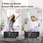 Mesqool Projection Alarm Clock with FM Radio,Large Number Display & Dimmer,USB Charger,Sleep Timer,Battery Backup,Dual Alarms,Clock Radio for Bedroom Heavy Sleepers