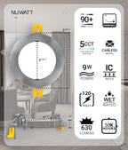 NUWATT 12 Pack, 4 Inch Ultra-Thin Recessed LED Lights Brushed Nickel, 5CCT 2700K/3000K/3500K/4000K/5000K Selectable, 630LM, 9W, IC Rated, Dimmable Canless Downlight With Junction Box, Energy Star, ETL
