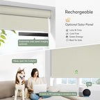 ZSHINE Motorized Blackout Window Blinds Customize Width Remote Control Rechargeable Motor Roller Shades for Windows, Home, Office, Hotel, Club, Restaurant(82026B)