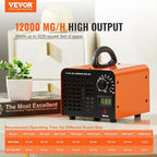 VEVOR Ozone Generator, 12000mg/h Ozone Machine, High Capacity Commercial/Industrial Ozone Generator Machine with 0-120 min Time Setting for Rooms, Cars