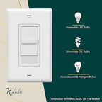 TOPGREENER Digital Dimmer Light Switch for 200W Dimmable LED/CFL Lights, Single Pole Led Slide Dimmer Switch, Neutral Wire Not Required, Wall Plate Included, UL Listed, TGDS1-W-6PCS, White,6 Pack