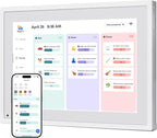 Digital Touchscreen Calendar 10.1 Inch – Interactive Electronic Calendar & Smart Family Hub with Cross-Device Sync, Schedules Reminders, Chore Chart, Rewards & Photo Display, Desk Mount