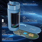 Temperature Control Heated Coffee Mug Smart Self Heating Travel Mug 12 Oz App Controlled Warmer Mug 4-10 Hour LED Display Keep Coffee Hot Fast Wireless Charger Base Lake Blue