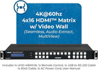 OREI 4K 4x16 HDMI Matrix Video Wall Controller Processor Multiviewer Display Upto 4K 60hz 4x4, 2x1, 1x2, 1x3, 1x4 Supports 180 Degree Rotate Audio Extraction (UHD-416MVW)