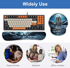 Keyboard Wrist Rest + Mouse Pad Wrist Support Set with Coasters, Non-Slip PU Base Ergonomic Mousepad for Home Office Working Studying Easy Typing & Pain Relief, Dolphin