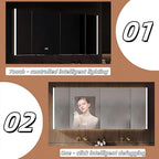 Fashionable Bathroom Vanity with Sink, Smart One-Click Defogging & LED Light, Bathroom Sink and Cabinet with Wave Striped Panel, Rockslab Countertop (Mirror Cabinet, 68IN)