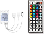 DAYBETTER Led Lights 2 Ports 44 Key Remote Control, Dimmer for Strip, 4 Pin Output Remote Controller for Led Strips 12 24V DC Tape Light (Without Power Adapter)