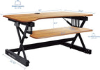 Rocelco 40" Large Height Adjustable Standing Desk Converter with Dual Monitor Mount BUNDLE - Sit Stand Up Computer Workstation Riser - Retractable Keyboard Tray - Teak Wood Grain (R DADRT-40-DM2)