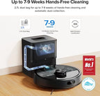 roborock Q7 M5+ Robot Vacuum and Mop, Upgraded from Q5 Max+, Up to 7-9 Weeks Self-Empty, 10000Pa Suction, Dual Anti-Tangle System for Pet Hair & Carpet, PreciSense LiDAR Navigation, App Control, Black