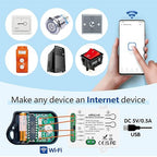DieseRC 2 Channels WiFi Smart Switch, AC 90V-250V 220V Passive Output Relay Module Ewelink APP WiFi Control Compatible with Alexa/Google Home, Inching/Self-Locking Switch