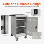 Aokleo Laptop Charging Cart,32 Devices Tablet Storage Carts for Pad Up to 16.3" Screen Size, Classroom Computer Mobile Charging Station for Pads,Chromebooks,Laptops,Security Storage (30+2 Bay-White)