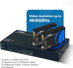 OREI 1x2 HDMI Extender Splitter 4K by Multiple Over Single Cable CAT6/7 4K@60Hz 4:4:4 HDCP 2.2 with IR Remote EDID Management - Up to 115 Ft - Loop Out - Low Latency - Full Support