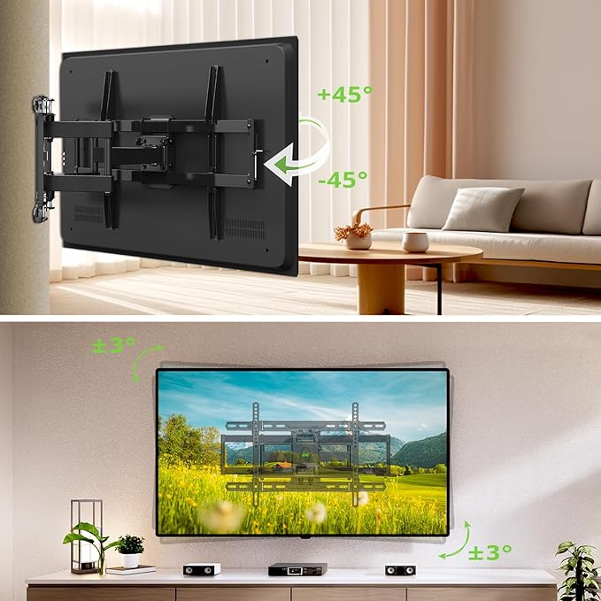 USX Mount UL Listed TV Wall Mount for 42"-85" TVS, Fits 16" 18" or 24" Studs, Full Motion TV Mount Swivel Tilt Extension TV Bracket with Dual Articulating Arms, Max VESA 600x400mm, Load 110lbs