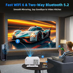 [1800 ANSI & Auto Focus] Smart Mini Projector with WiFi 6 and Bluetooth, 4K Support Outdoor Movie Projector, Native 1080P Dolby Audio Portable Projector for Bedroom/Home/Celling