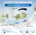 YOCTOSUN Magnifying Glasses for Close Work with 3 LED Lights, Storage Case, Head Strap and 5 Detachable Lenses 0.75X,1.25X,2.0X,3.0X 4.0X, Headset Magnifier for Jewelry, Hobby & Crafts