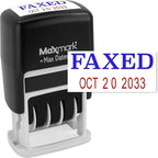 MaxMark Self-Inking Rubber Date Office Stamp with FAXED Phrase Blue Ink & Date RED Ink (Max Dater II), 12-Year Band