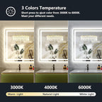 YEELAIT 66x40 Inch LED Bathroom Mirror with Lights Front and Backlit Lighted Vanity Mirror for Bathroom Wall with 3 Colors Dimmable Anti-Fog Memory Shatter-Proof IP54 Waterproof Horizontal/Vertical