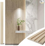 Art3d Slat Wood Wall Paneling for Interior and Ceiling Decoration - Pack of 4pcs + 1pc End-Trim, Size 108 x 5.7in.- Ashtree