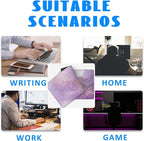 Desk Mat, Purple Rose and Lavender Liquid Marble Extended Gaming Mouse Pad Large, 35.4"x15.7" Big Mouse Pad with Non-Slip Base and Stitched Edge, Long Computer Keyboard Mouse Mat for Home Office Work