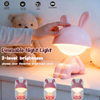 ShonlPin Night Light for Kids,Rechargeable Table Lamp,Touch Lamps for Nightstand,Dimmable,Breastfeeding,Nursery,Sleep Aid,Cute Bunny Decor Gifts Stuff for Baby Toddler Boys Girls Christmas Birthday
