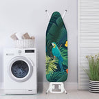 ZCFYGDX Ironing Board Cover Easy Install with Elastic Edge 3 Bottom Nylon Buckle Straps Breathable Ironing Decor Suitable for Wide Ironing Board House Decor Parrot Palm Leaf Print Size-L