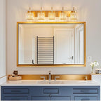 BBLLWJ 5-Light Crystal Vanity Lights - Gold, Modern Over-Mirror Bathroom Light Fixtures