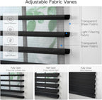 Tokblind Motorized Sheer Shade with Remote Control, Light Filtering Electric Roller Blind Compatible with Alexa via Hub, Rechargeable Smart Window Shade Custom Size (Light Filtering Black)