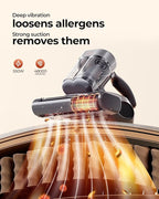 JIGOO J300 Pro Matture Vacuum Cleaner with 14Kpa 550W Powerful Suction, Infrared, UV & Heating Tech for Deep Cleaning, Anti-Allergen Bed Vacuum with Dust Sensor & Plant Fragrance for Bed, Sofa, Crib.