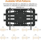 Amazon Basics Heavy Duty Extension Dual Arm, Full Motion Articulating TV Mount for 37" to 80" TVs up to 132 lbs, Fits LED LCD OLED Flat Curved Screens, Black